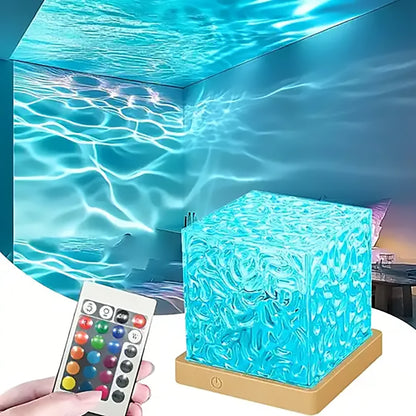 Lámpara Cristal de Olas — Proyector de Luz Nocturna, 16 Colores